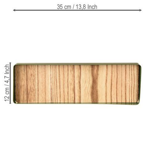 Artikel Dekotablett Metall Holz Metalltablett Grün 35,5×11×3cm 2St