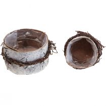 Artikel Übertopf Holz Birkenholz Birkentopf Weiß Ø11/16cm 2er-Set