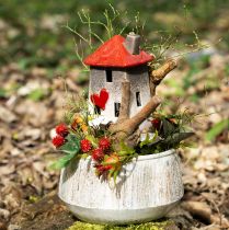 Artikel Liebevolle Keramik-Häuser – Herzdesign, Rot & Natur, 17.5 cm – Romantische Deko für zu Hause 2 St