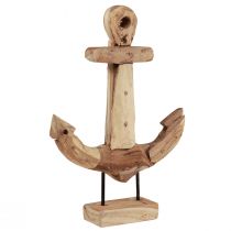 Artikel Anker Deko Holz Metall mit Sockel Teak Maritim 26×7×38cm