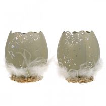 Artikel Ei zum Dekorieren, Ostern, Deko-Eierhälfte, Frühlingsdeko Ø8cm H10cm Grau, Silbern 4St