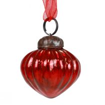 Artikel Weihnachtsschmuck Glas Dekohänger Glas Rot 3,5×4cm 12St