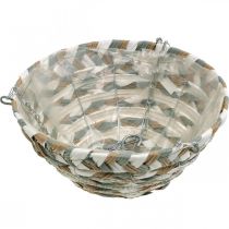 Artikel Pflanzkorb zum Hängen, Blumenampel geflochten Weiß, Grau, Natur H16cm Ø30cm