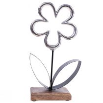 Metall Blume Deko Silbern Schwarz Tischdeko Frühling H36cm