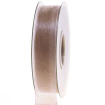 Artikel Organzaband Geschenkband Beige Band Webkante Taupe 25mm 50m