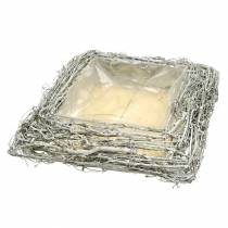 Artikel Rustikales Pflanzkissen "Zweige" Weiß Gewaschen Dekoration 40x40cm