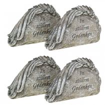 Artikel Grabschmuck Engelsflügel mit Spruch Kunststein Grau 16cm 4 St