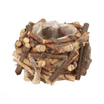 Übertopf Holz Blumentopf Holz Deko Natur H10,5cm Ø10cm