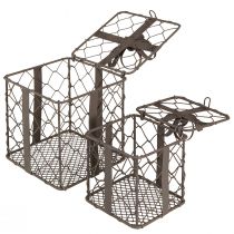 Artikel Vintage Drahtkorb Geschenk Metall Grau 10,5/7,5cm Set à 2St