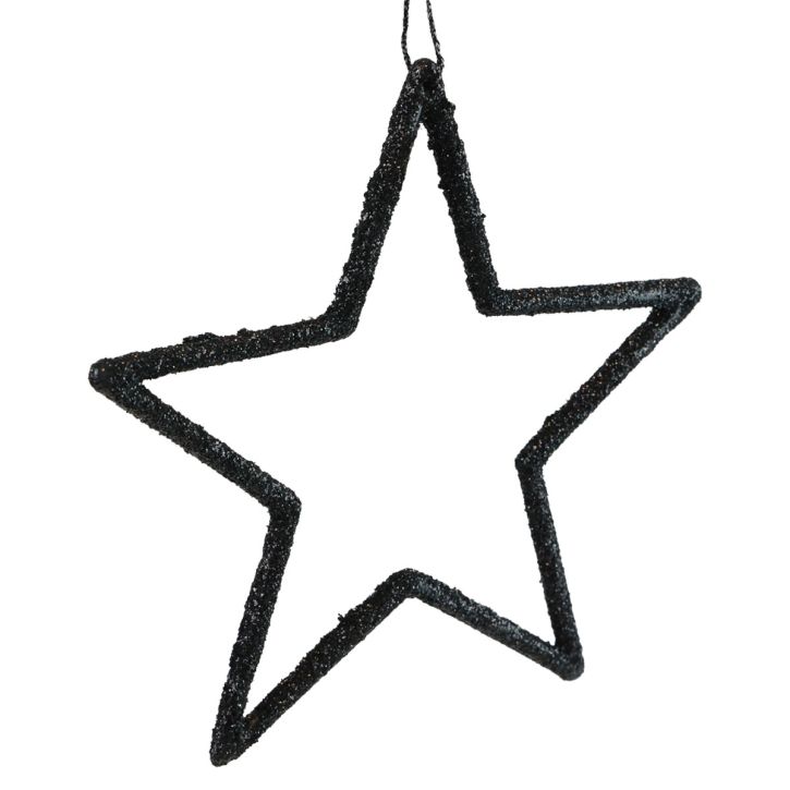 Artikel Weihnachtsdeko Stern Anhänger Schwarz Glitter 12cm 12 St