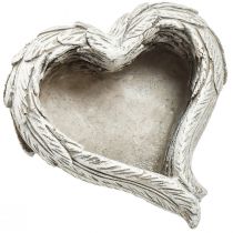 Artikel Pflanzherz Federn Steinguss Herz Grau Weiß 13×12×6cm 2St