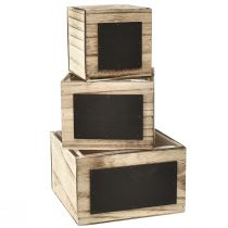 Artikel Rustikale Holzkästen mit Tafelflächen – Natur & Schwarz, verschiedene Größen – Vielseitige Organisationslösung – Set mit 3St