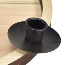 Artikel Stabkerzenhalter mit Holz Tablett  – Natur & Schwarz, Ø 33 cm – Zeitloses Design für jede Tischdeko