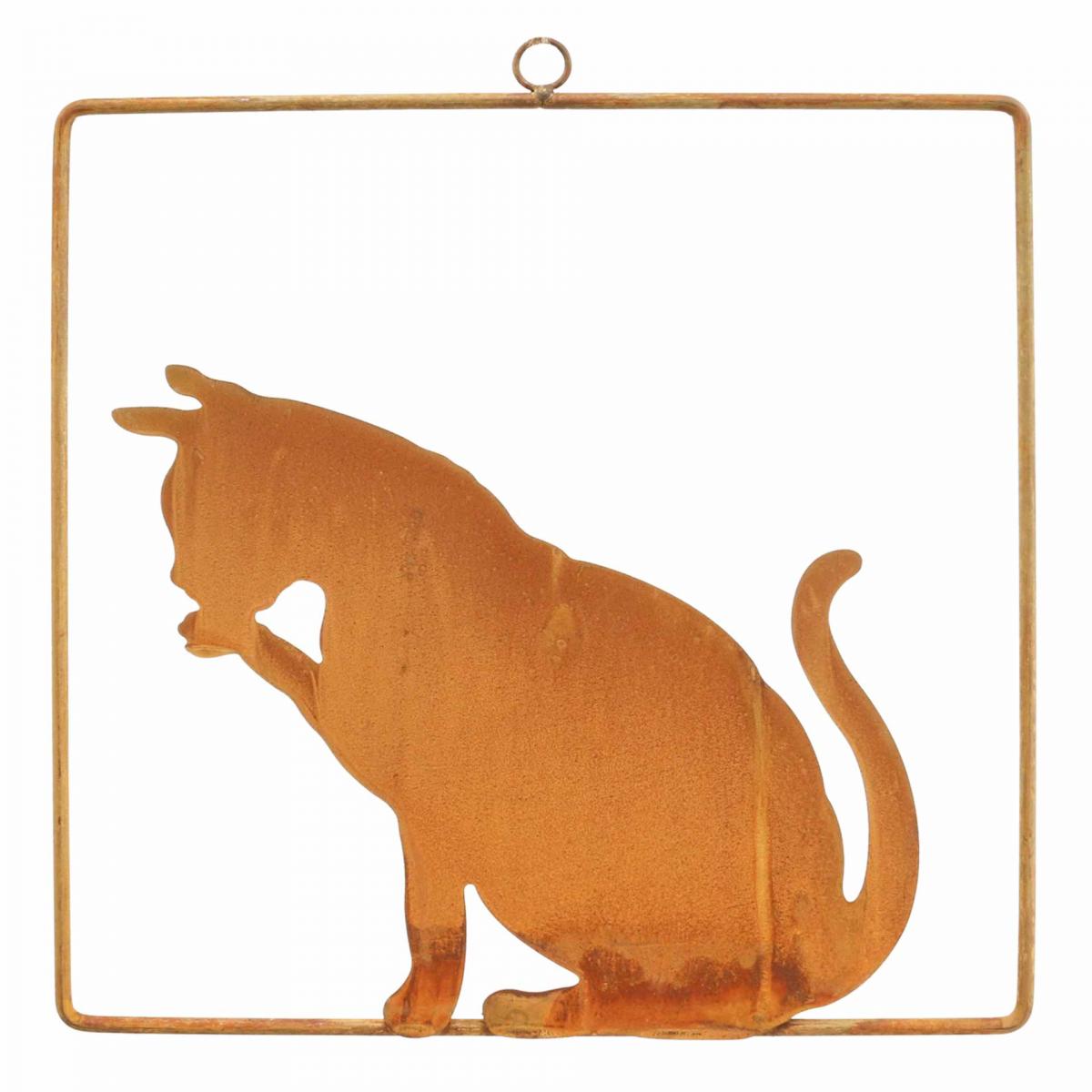 Katze ca. 24 cm breit aus Metall in Edelrost Haustier Dekoration für G – La  Casa