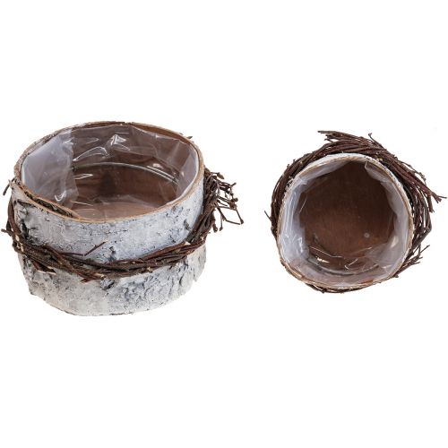 Artikel Übertopf Holz Birkenholz Birkentopf Weiß Ø11/16cm 2er-Set