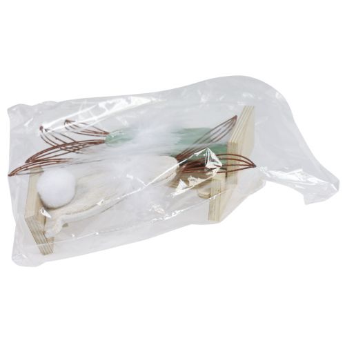 Floristik24 Deko Hase Holzhasen mit Federn Osterdeko H17,5cm 3 St