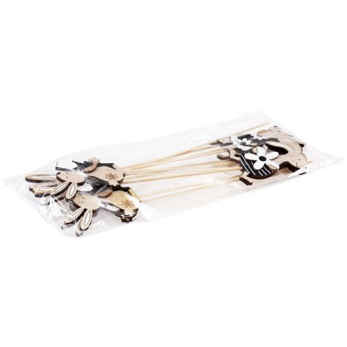 Artikel Blumenstecker Osterhase Schwarz Weiß Natur H9cm 12 St