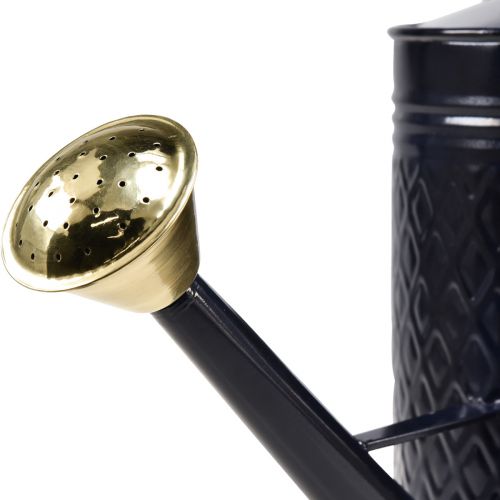 Artikel Deko Gießkanne Vintage Blau Gold Karo Metall Retro-Design für Innenraum Gartenbalkon 65cm