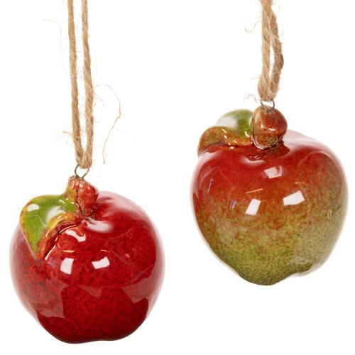 Artikel Herbstdeko Apfel 5cm aus Keramik zum Hängen, 4er-Set