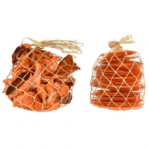 Artikel Austern Muscheln Capizscheiben im Netz Orange 3,5–9,5cm 2St