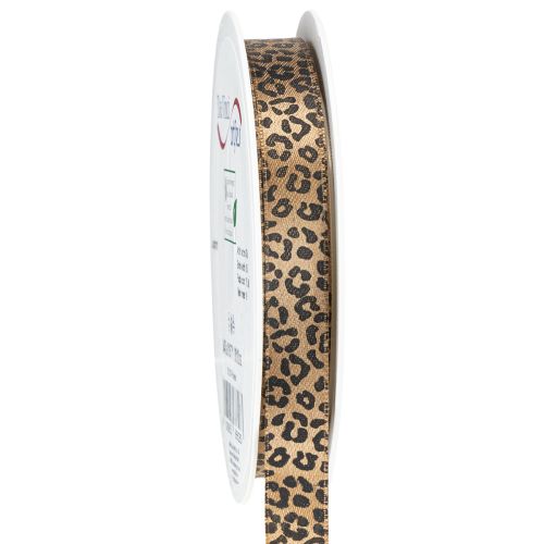 Artikel Band Leopard Print Seidenband Braun Schwarz 15mm 18m