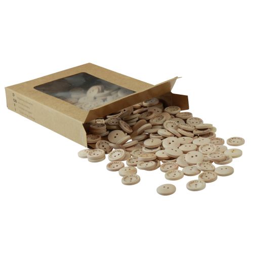 Artikel Bastelbedarf Knopf Holzknopf Spruch Ø2cm Natur 220 St