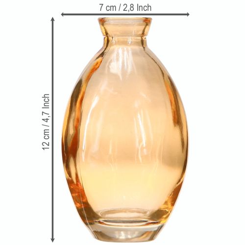 Artikel Bauchige Vase Glas Minivasen Orange Ø7cm H12cm 6 St