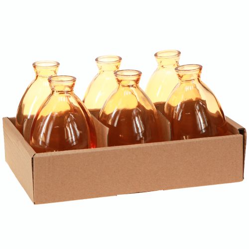 Artikel Bauchige Vase Glas Minivasen Orange Ø7cm H12cm 6 St