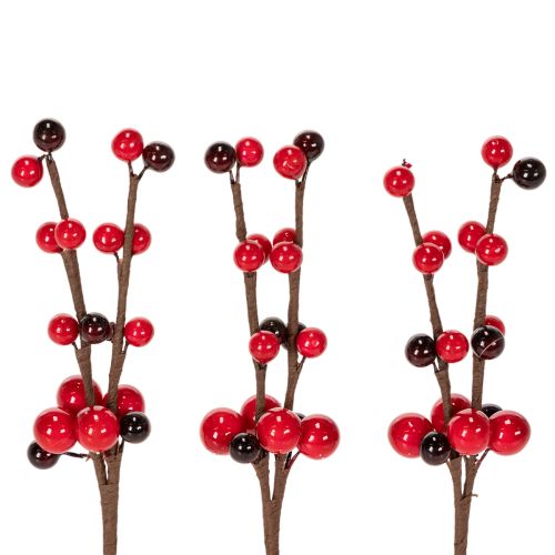 Artikel Künstlicher Zweig mit roten Beeren Kunststoff 15 cm 6 Stück