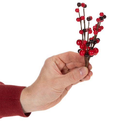 Artikel Künstlicher Zweig mit roten Beeren Kunststoff 15 cm 6 Stück