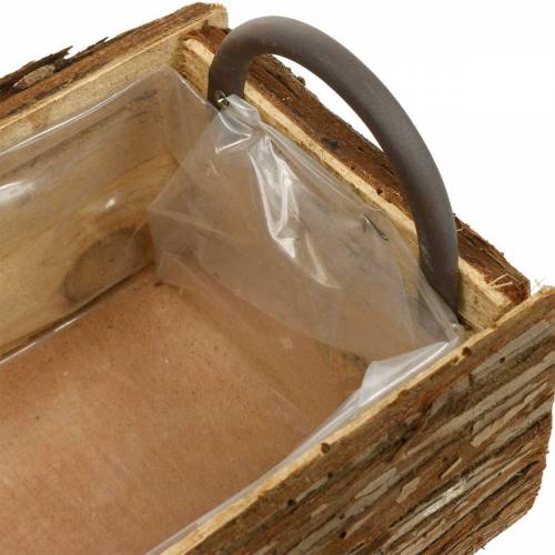 Floristik24 Blumenkasten, Holzkiste mit Rinde, Pflanztopf mit Griffen 38cm