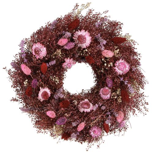 Floristik24 Blumenkranz Trockenblumen Kranz Weinrot Rosa Ø25cm