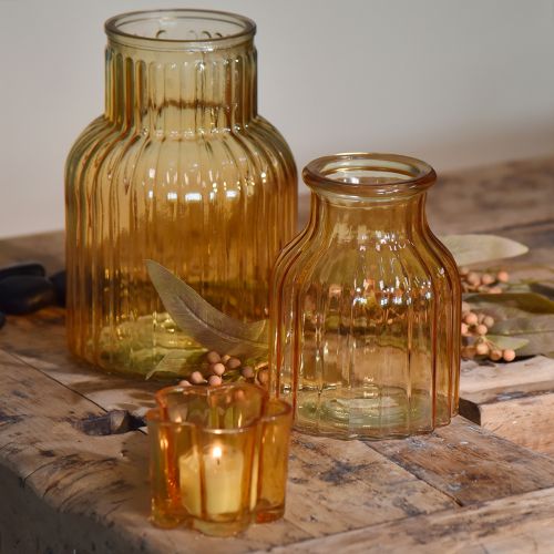 Artikel Blumenvase Glas Orange Retro Design Ø11cm H14,5cm 2St