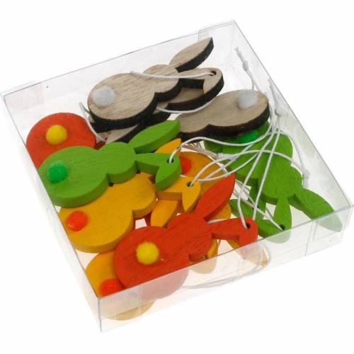 Floristik24 Bunte Osterhasen Aufhänger Holz Osterdeko 12St