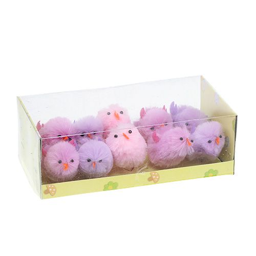 Floristik24 Chenilleküken 5cm sort. Lila-Rosa 10St