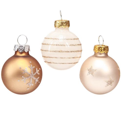 Floristik24 Christbaumkugeln Glas Mini Pearl Weiß Gold Ø3cm 9 St