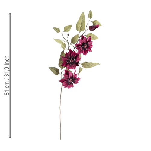 Artikel Clematis künstlich 3 Blüten Kunstblumen Bordeaux 81cm 2St