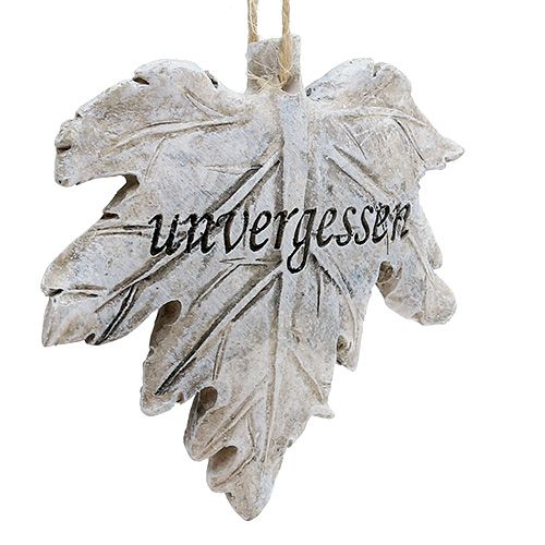 Artikel Deko Blatt Grau 8cm mit Spruch 6 St