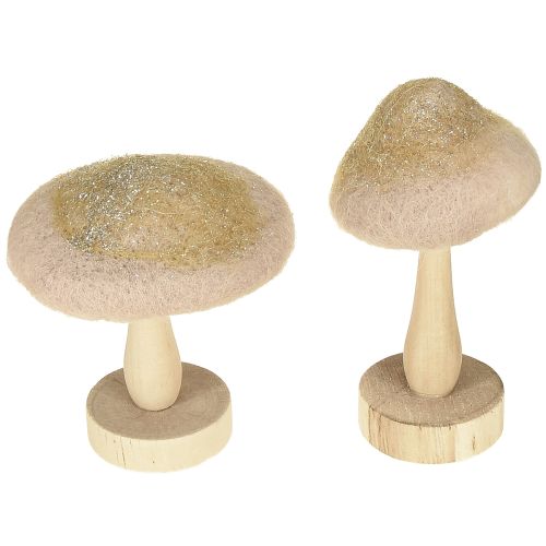 Artikel Deko Pilz Holz, Filz mit Glitter Tischdeko Advent H11cm