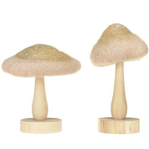 Artikel Deko Pilz Holz, Filz mit Glitter Tischdeko Advent H11cm