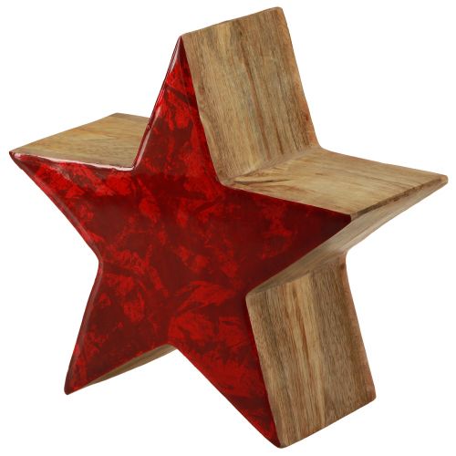 Floristik24 Deko Stern Holzstern Rot Natur Deko aus Mangoholz Ø20cm