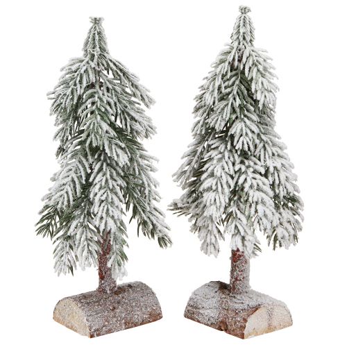 Floristik24 Deko Tannenbaum künstlich beschneit auf Sockel 30cm 2St