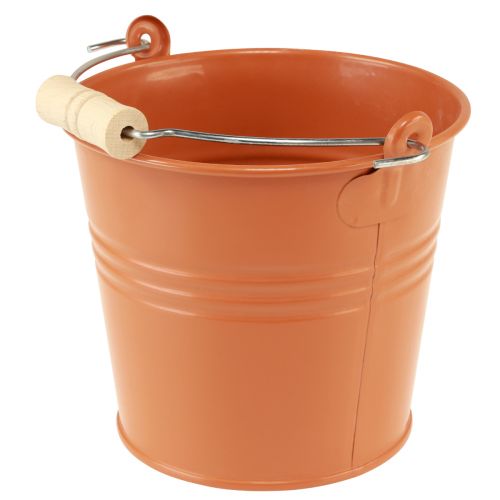 Floristik24 Deko Eimer Metall Übertopf Orangebraun Ø16cm H14,5cm 1,6L