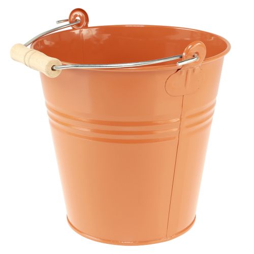 Floristik24 Deko Eimer Metall Übertopf Orangebraun Ø22cm H21,5cm 6L