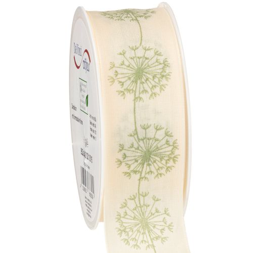 Artikel Dekoband Geschenkband Pusteblume Creme 40mm 15m