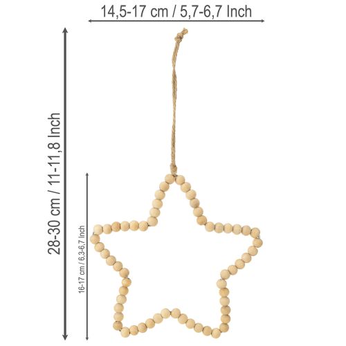 Artikel Dekohänger Weihnachten Holzperlen Herz Stern Baum H16cm 3 St