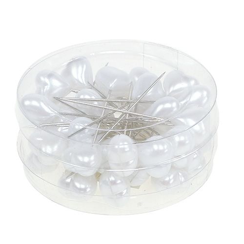 Floristik24 Dekorative Herznadel Weiß 1,5cm 36St