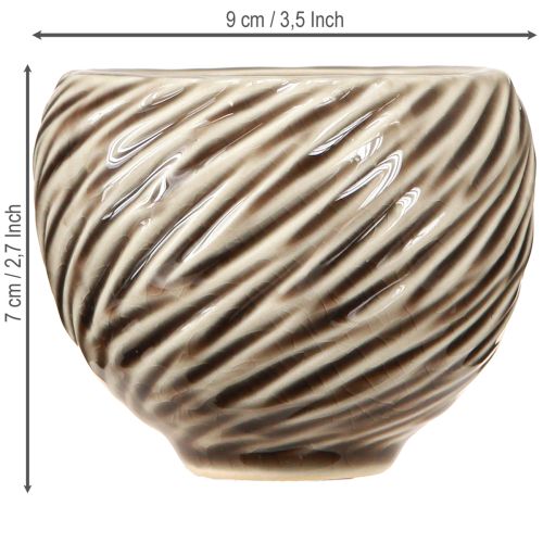 Artikel Dekoschale Keramik Spiral Dekor Beige Braun Ø9cm 4St