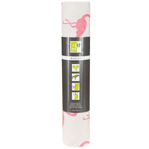 Artikel Dekostoff Flamingo Weiß-Pink 30cm x 3m