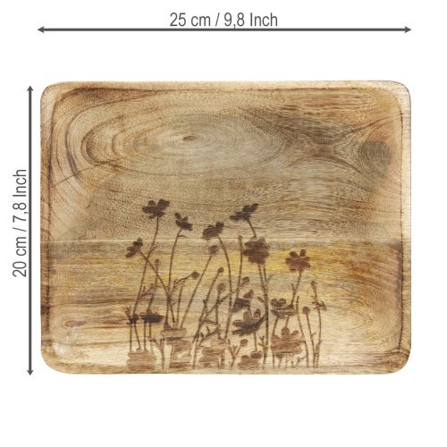 Artikel Dekotablett Mangoholz mit Blumenmuster Tablett 25×20cm